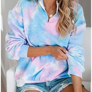 Long Sleeve Tie Dye Print Sweatshirt